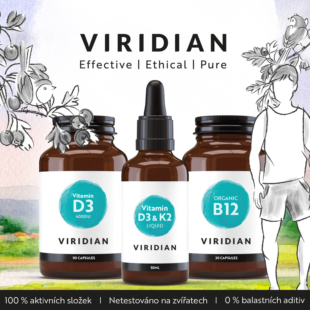 Tři nové doplňky stravy značky Viridian: Tekutý vitamín D3 & K2, BIO vitamín B12